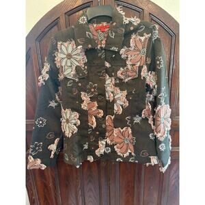 Joni B. Brown Floral Jacket, Size Medium